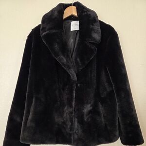 Velvet Black Faux Fur Jacket